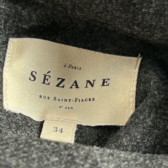 Sézane Womens Button-Down Long Sleeve Tunic Top Shirt Size 34 Gray Pocket Casual - Picture 3 of 7